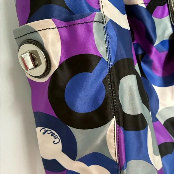 Coach Blue and Purple Circle Pattern Tote - Picture 6 of 16